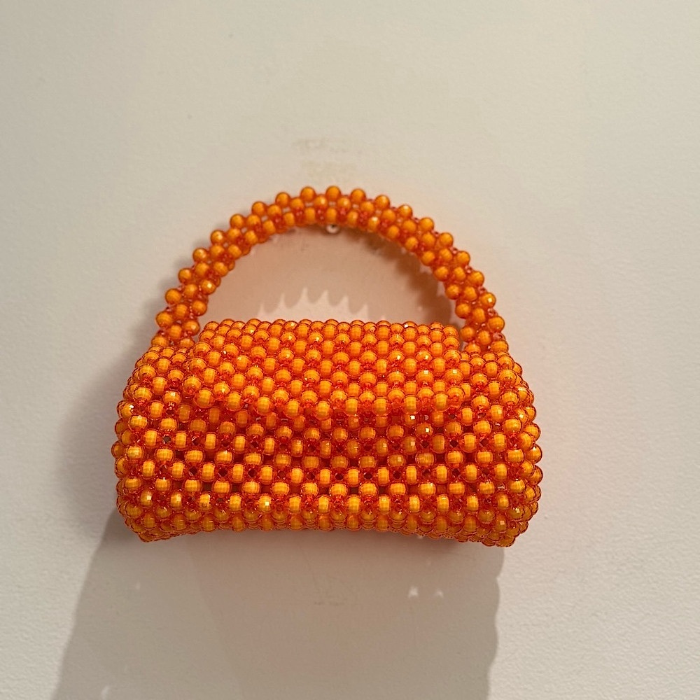 Perade Aniya Handcrafted In Nigeria Orange Glass Beaded Handbag - Picture 1 of 12